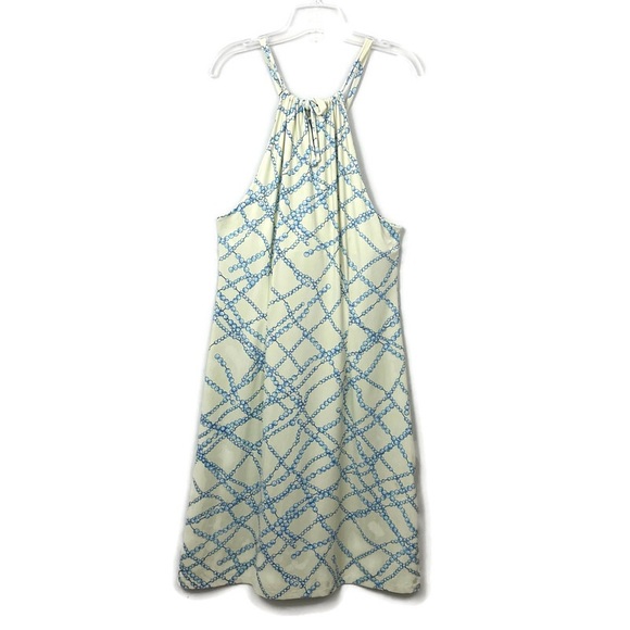 J. McLaughlin Maria Blue Beaded Link Halter Dress Women’s Size Large below knee - Picture 4 of 10